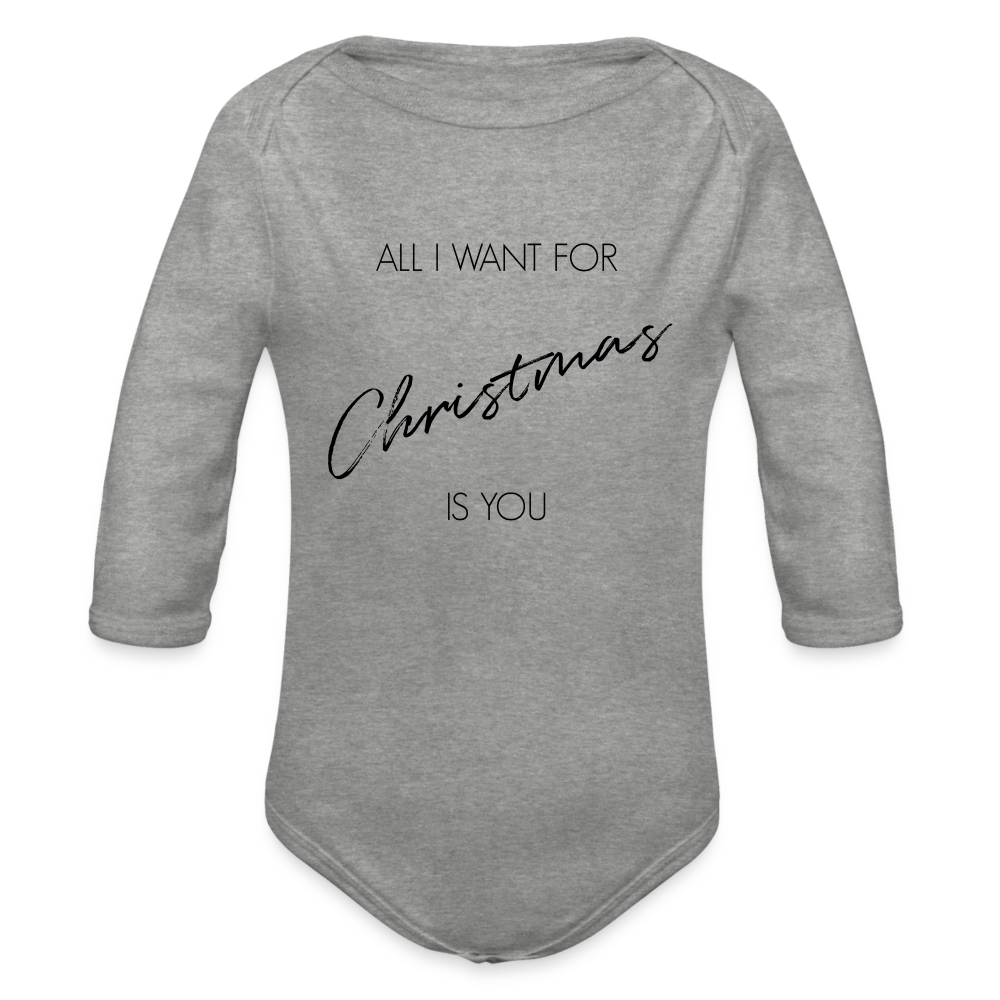 All I Want For Christmas - Langarm Body - Grau meliert